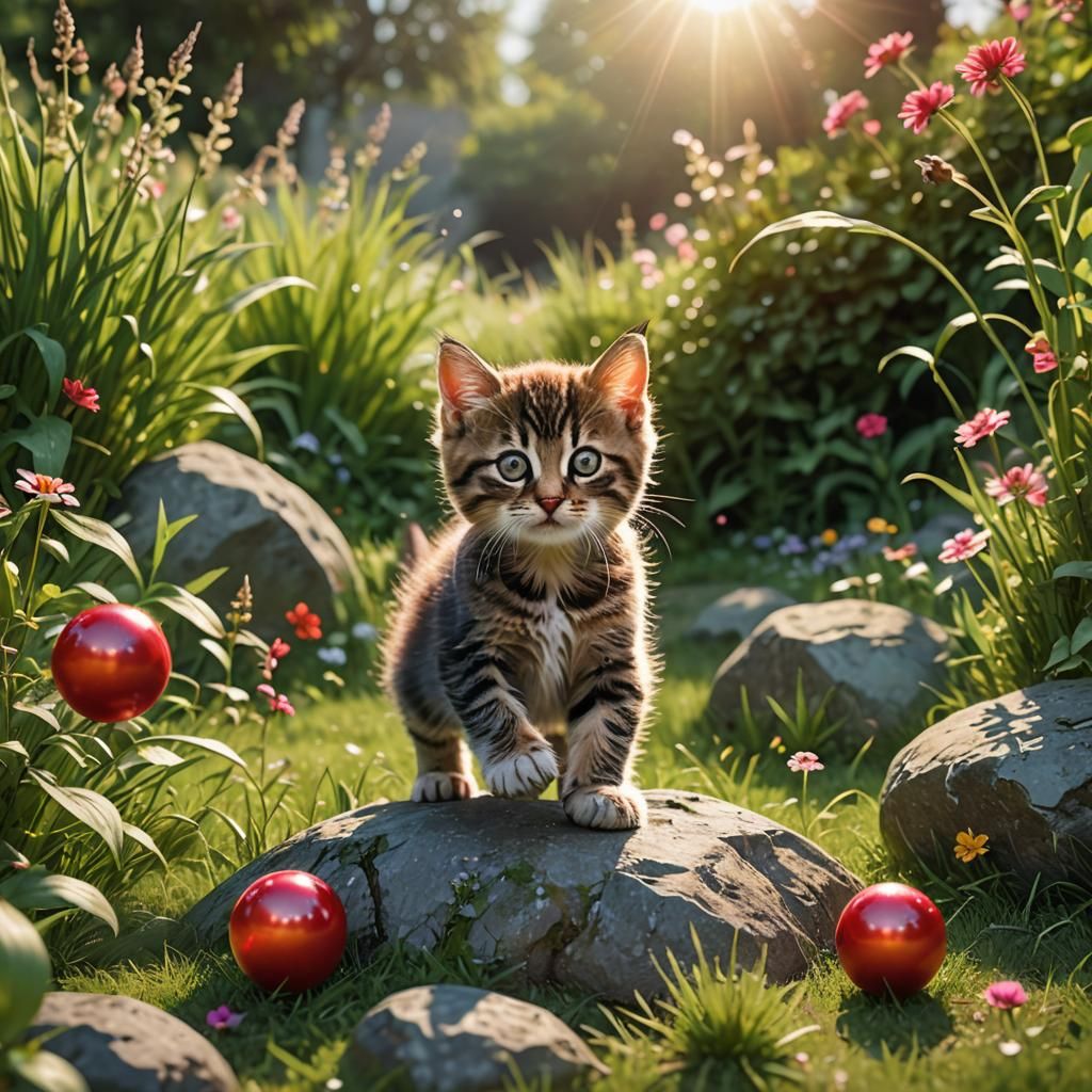 Whimsical Garden Scene in Fantasy Concept Art Style