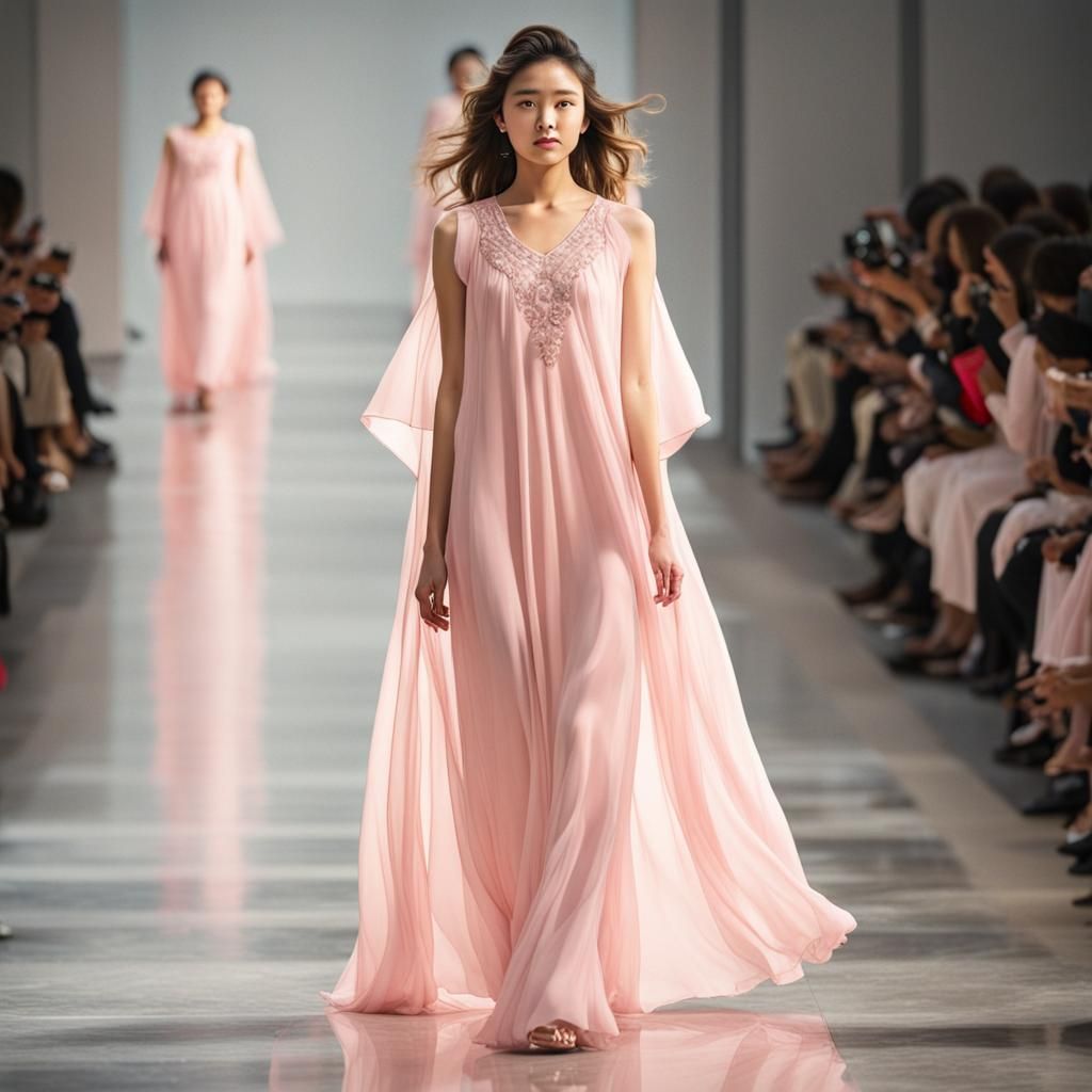 Light Pink Loose Fitting Evening Gown Realistic & Simple. Redone.