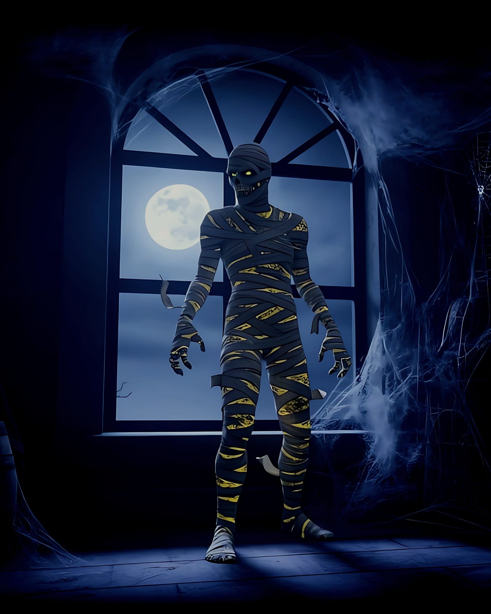 Gingham Wrapped Horror Icon in 80s Dark Comedy Vibe