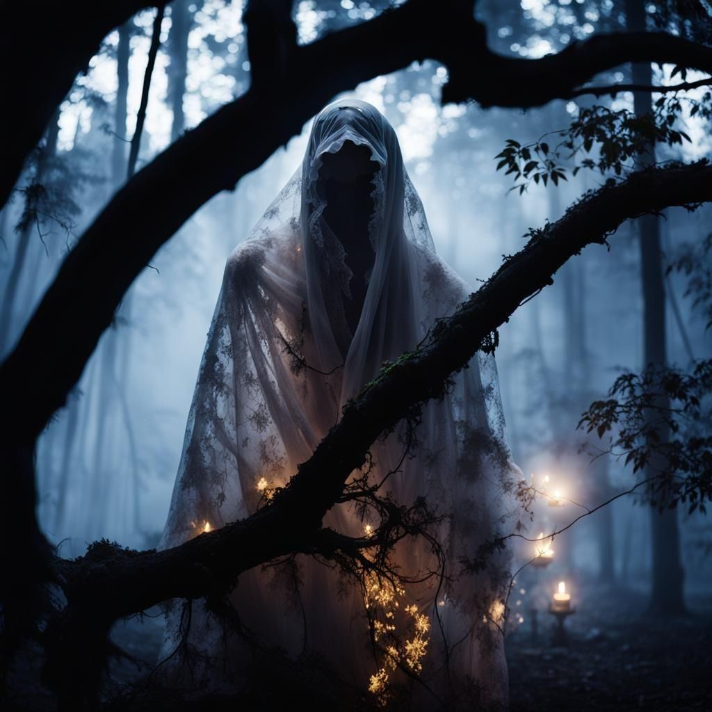 Mysterious Ghost Monster Lurking in Swamp at Night