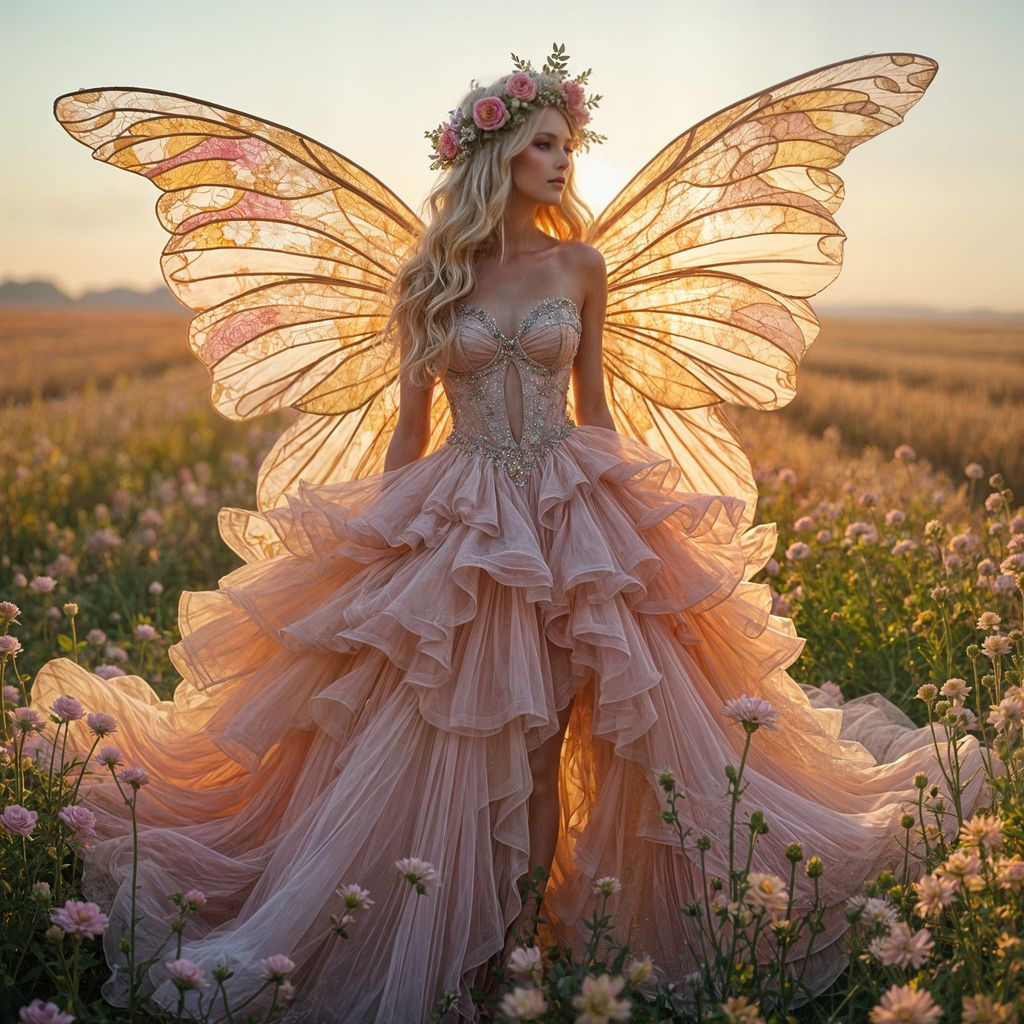 Ethereal Faerie Queen of Vibrant Ranunculus in Morning Light