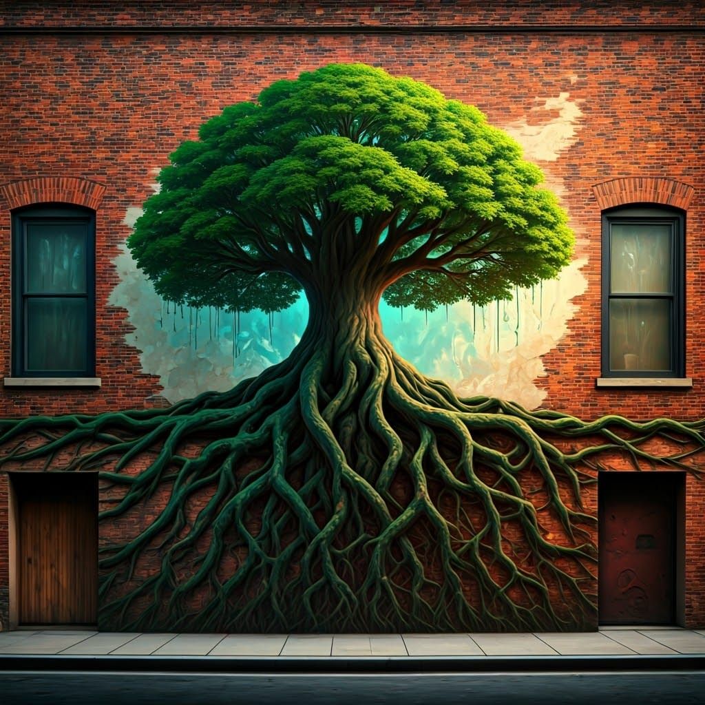 Tree of Life Mural on Brick Building