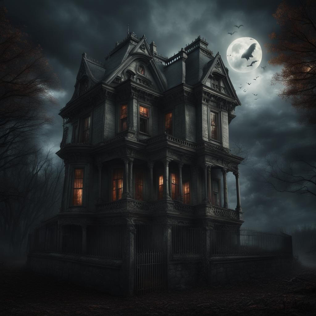 Haunted House with Ghost: Digital Matte Painting
