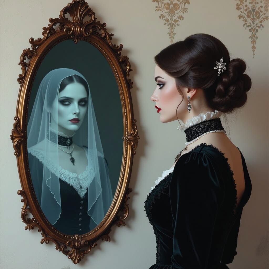 Eerie Mirror Reflection of Deceased Woman