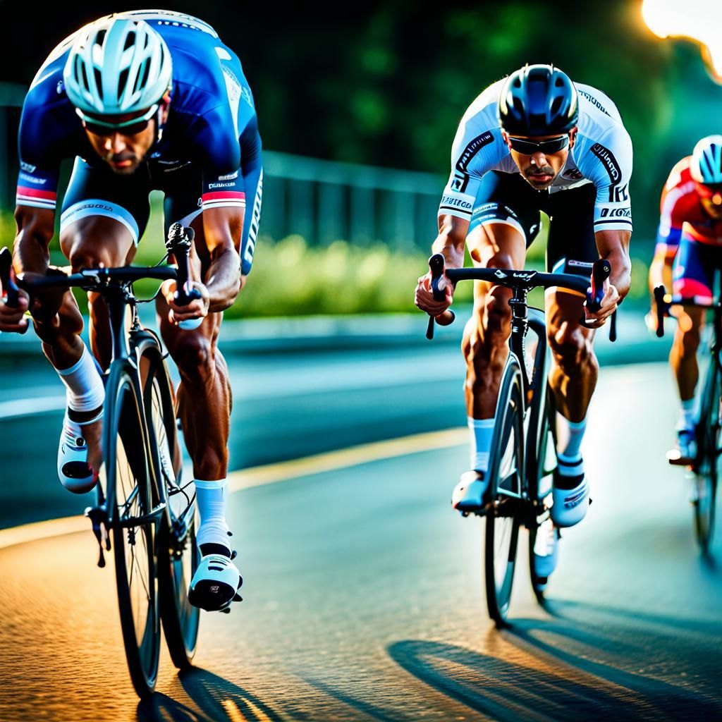 Detailed Photograph of a Road Bicycle Race