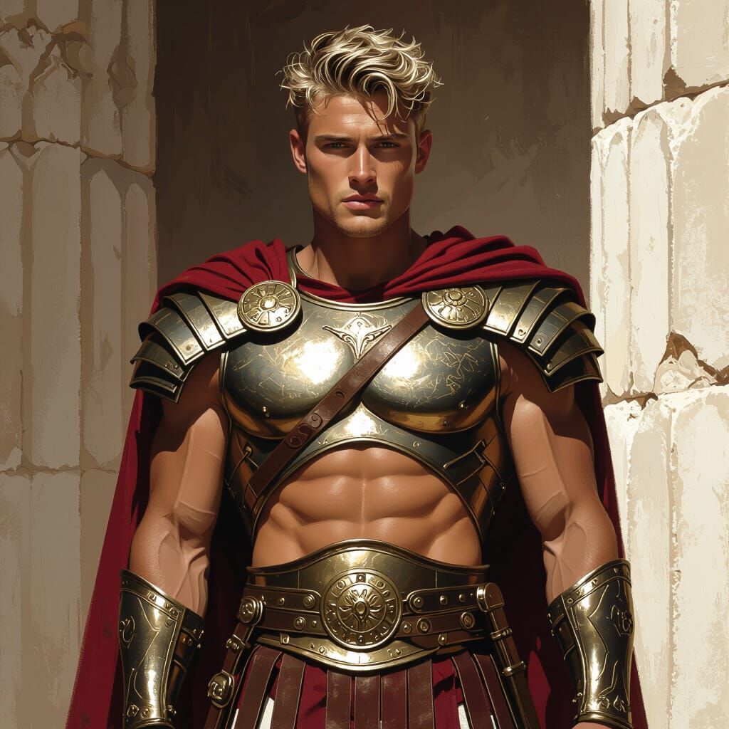 Roman Warrior in Simon Stalenhag Style