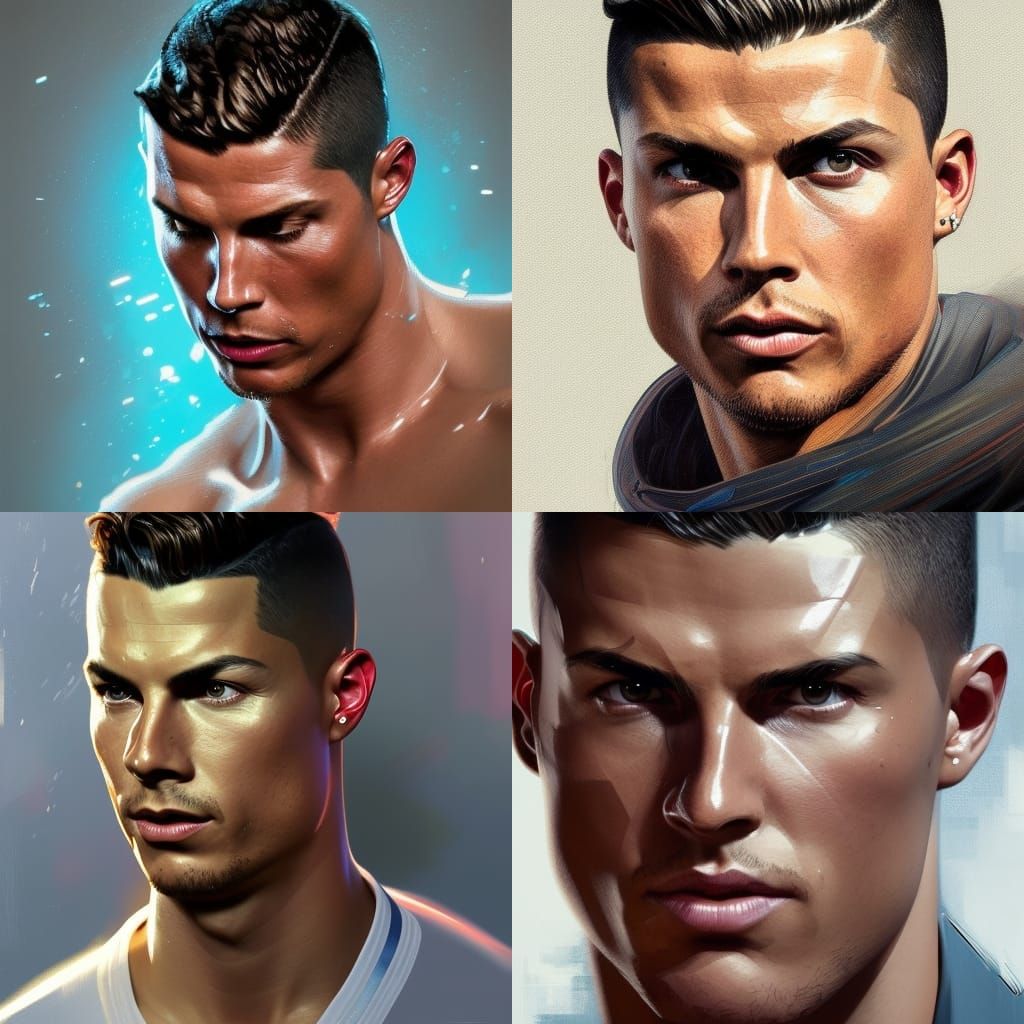 Ronaldo Portrait in Hyperdetailed Style