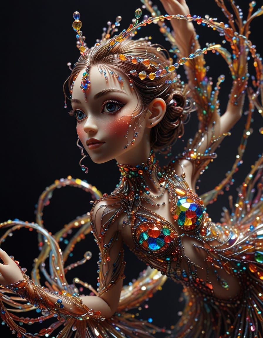 Iridescent Bead Dancer with Intricate Texture