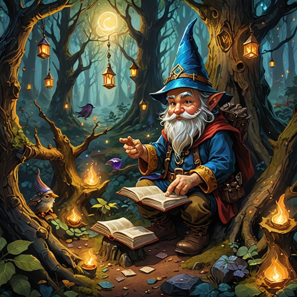 Gnome Trickster Mage in Mystical Forest