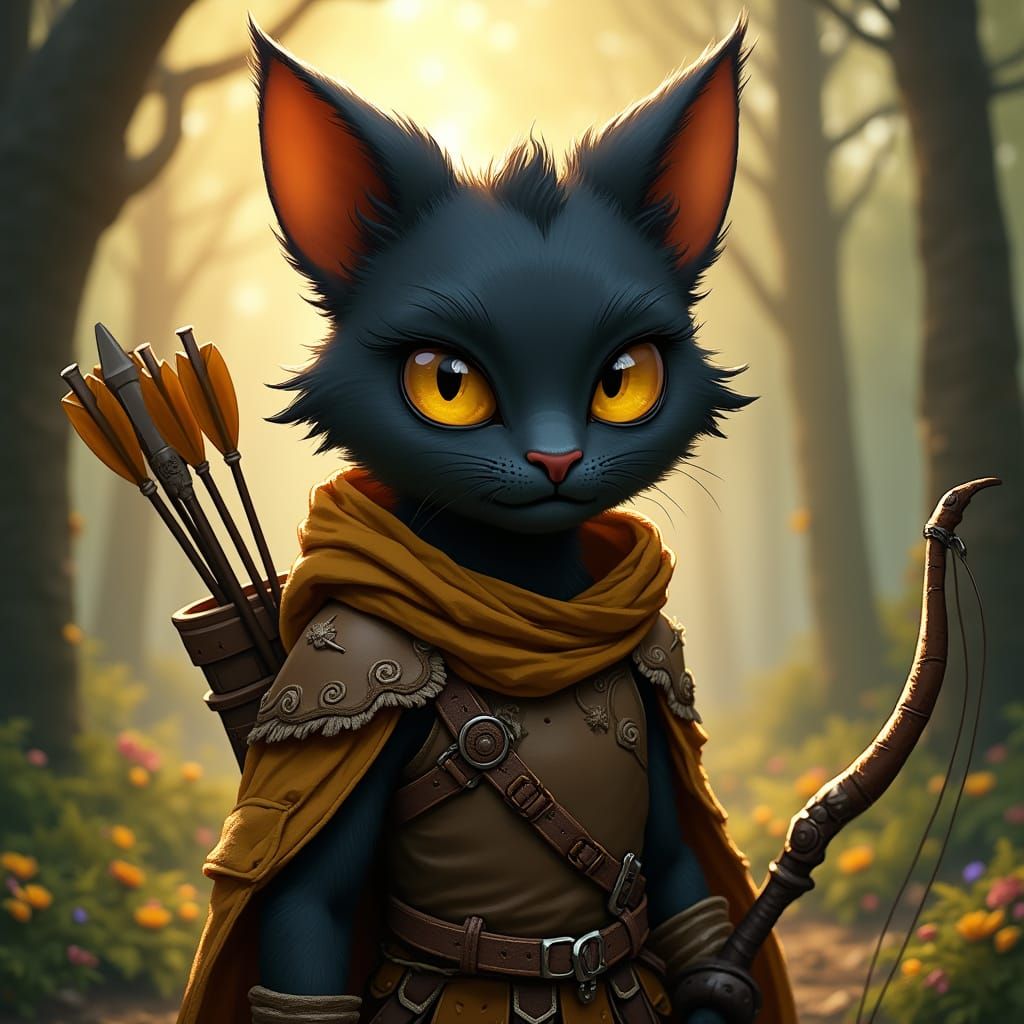 Feline Rogue with Whimsical Fantasy Accents