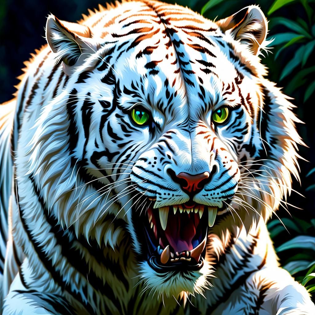 Majestic White Saber-Toothed Tiger