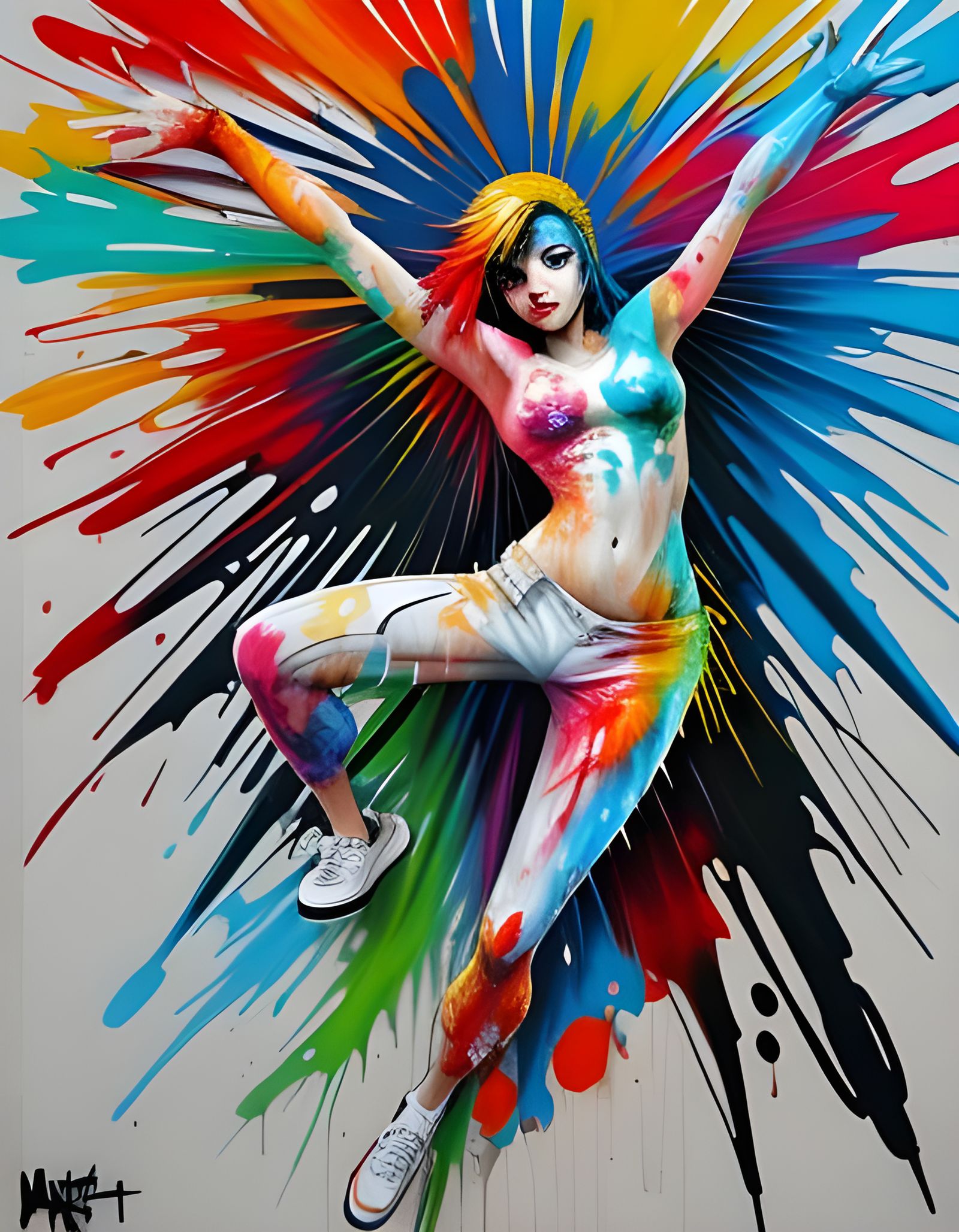 Colorful Spread Eagle in Spin Art Style