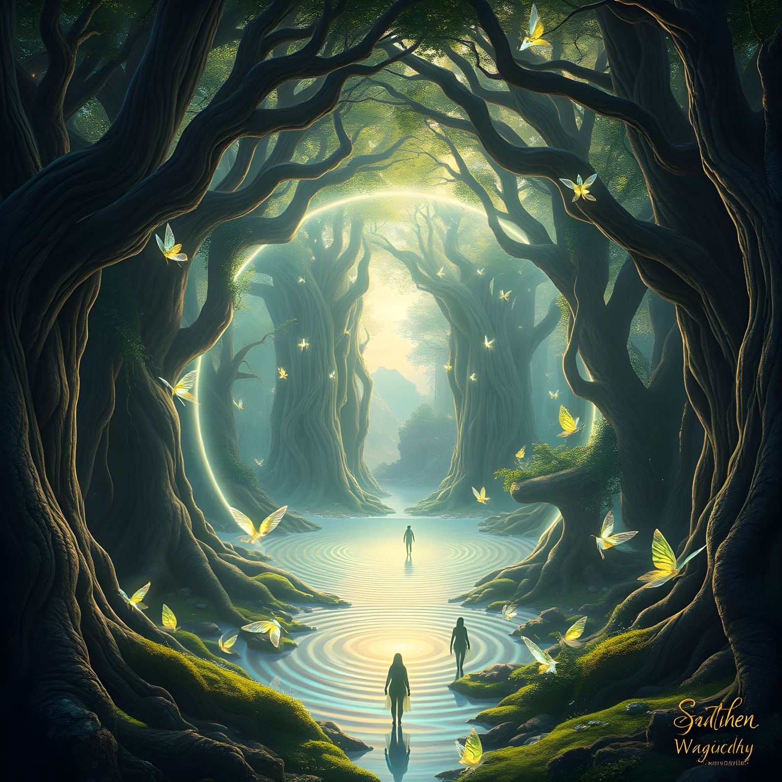 Twisted Trees Frame Ethereal Portal to Fantastical Realm