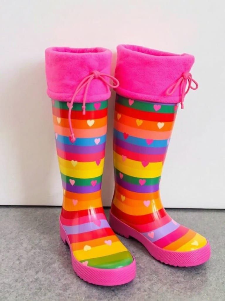 Vibrant Children's Rain Boots in Rainbow Stripes