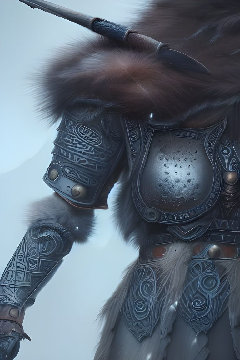 Nordic Jotunn Warrior in Ancient Runic Armor