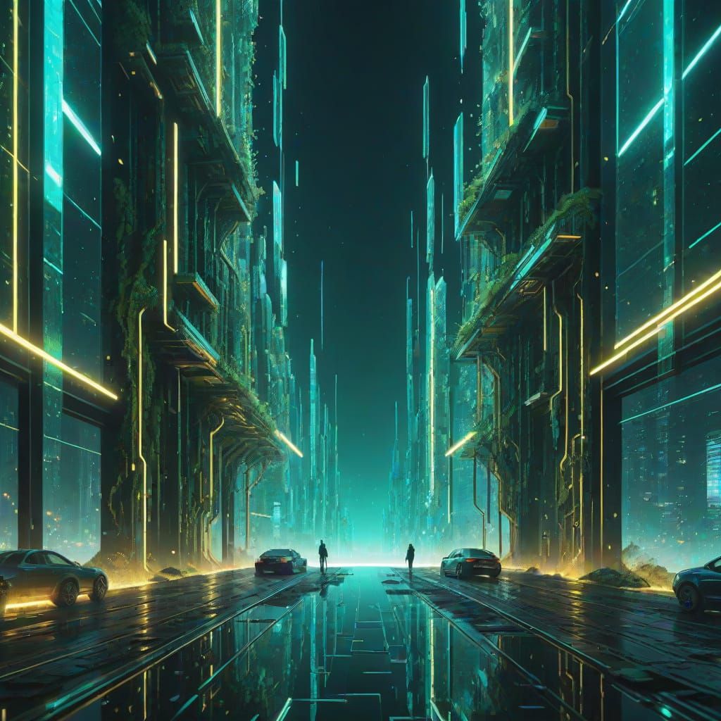 Mirrored Worlds: A Surreal Sci-Fi Reflection