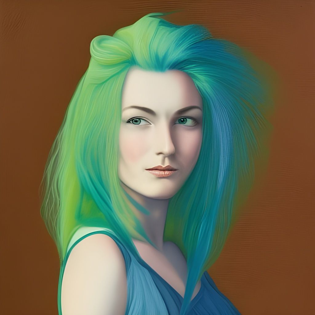 Pixelated Embroidered Portrait in Oil Painting Style