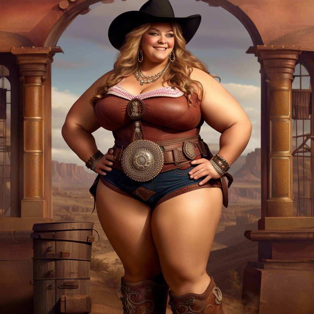Attractive Cowgirl with Elaborate Makeup in Digital Art