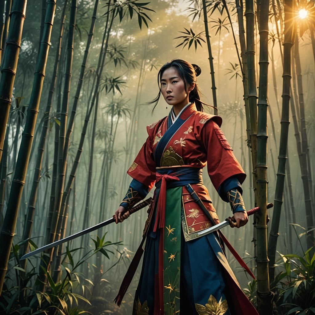 Mulan in Bamboo Forest: Animistic Folk Art