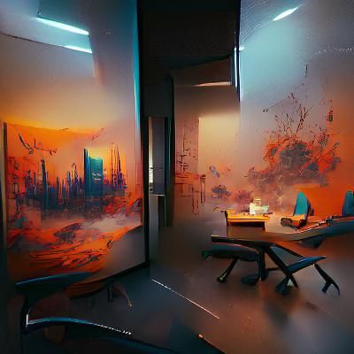 Detailed Office Interior Matte Painting