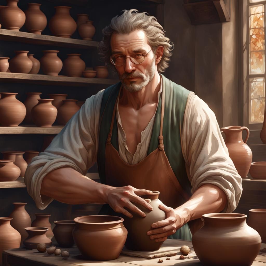 1700s Potter Portrait in Hyperdetailed Style