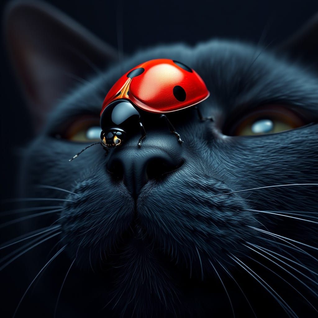 Enchanted Midnight Encounter: Whimsical Ladybug Meets Midnig...