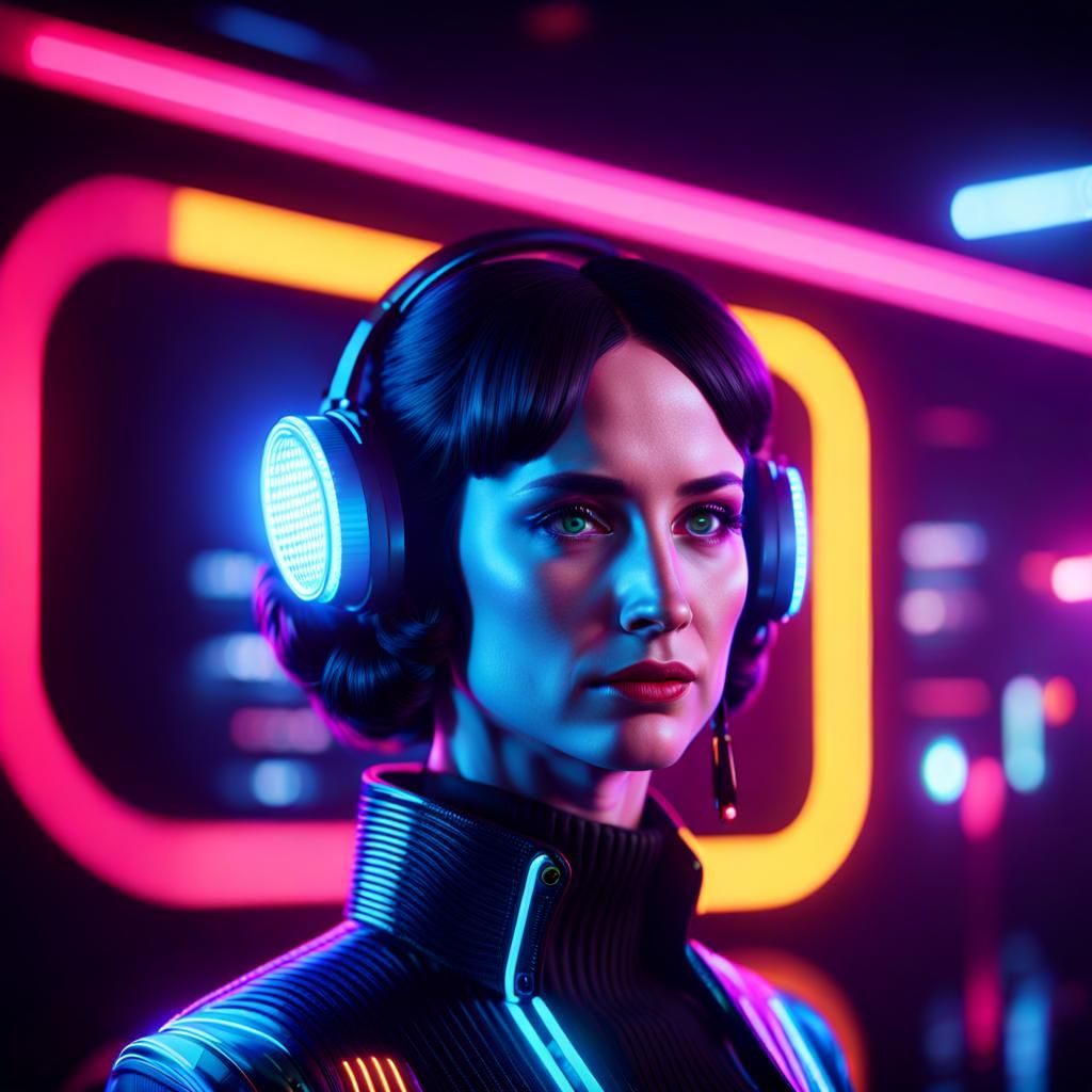 Ada Lovelace Portrait in Cyberpunk Neon Style