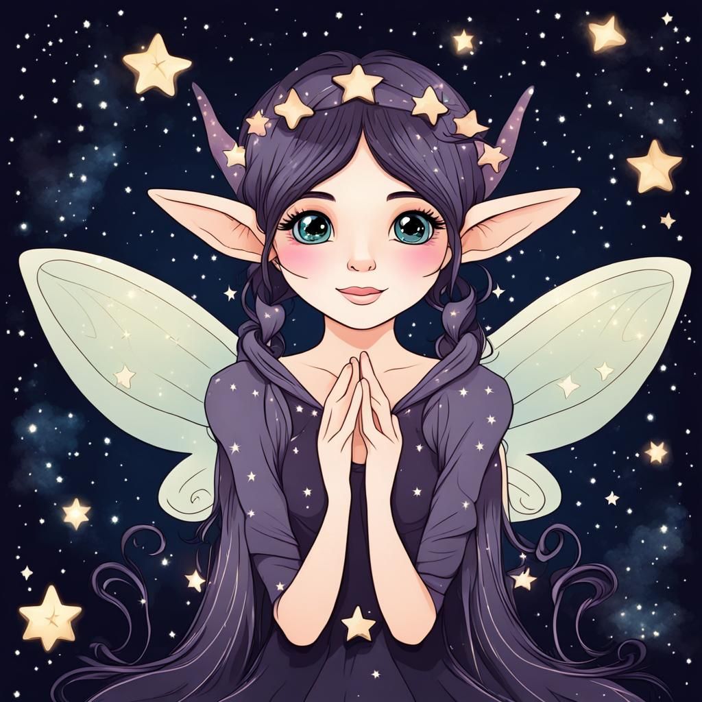 Enchanting Fairy Elf in Starry Sky