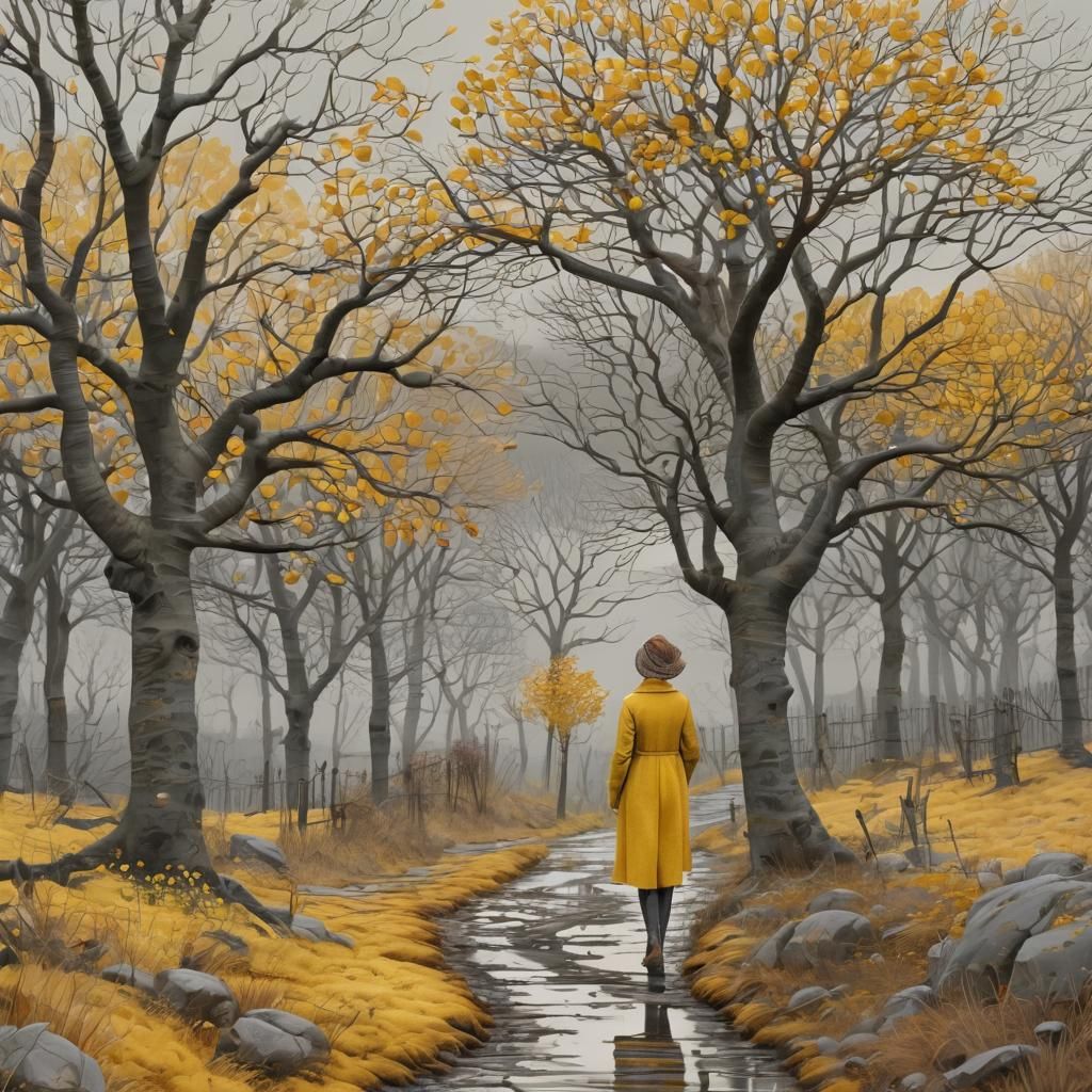 Autumn walk outside  the village