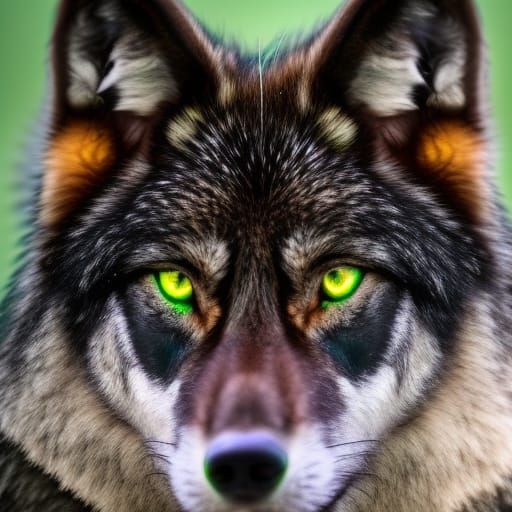 Black Wolf with Green Eyes in Professional Photography