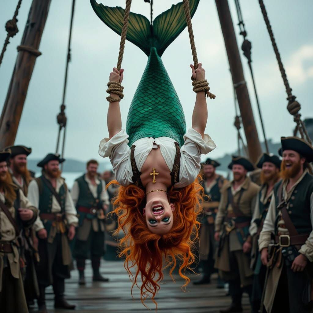 Mermaid Captured on 18th Century Dock