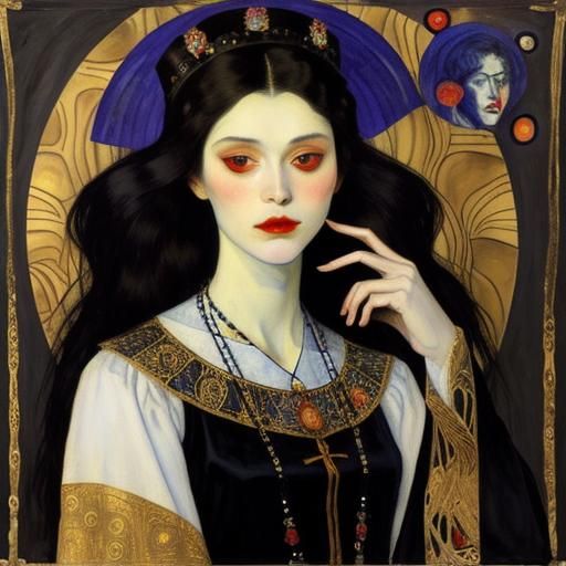 Ethereal Vampire Portrait Inspired by Klimt and Schiele