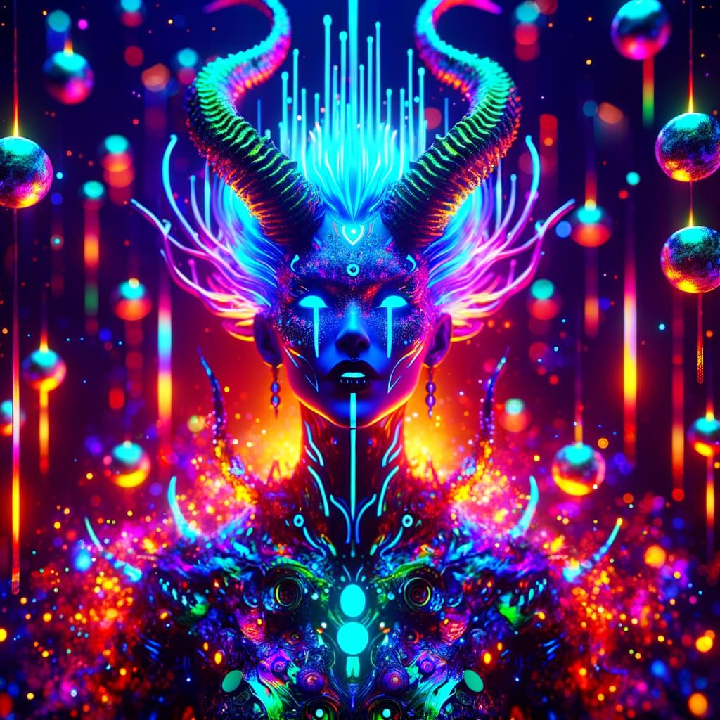 Synthwave Goddess with Ultraviolet Aura