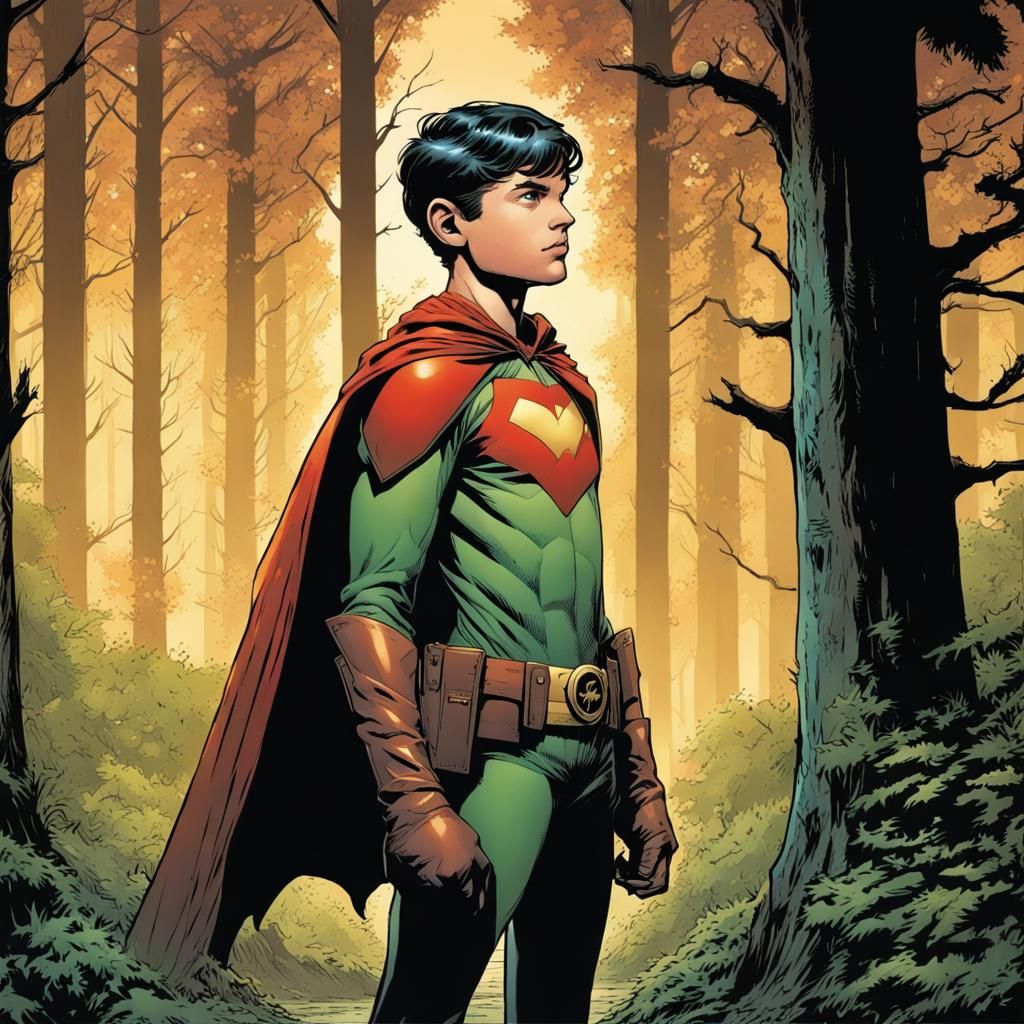 Robin in the Forest: Comic Book Art