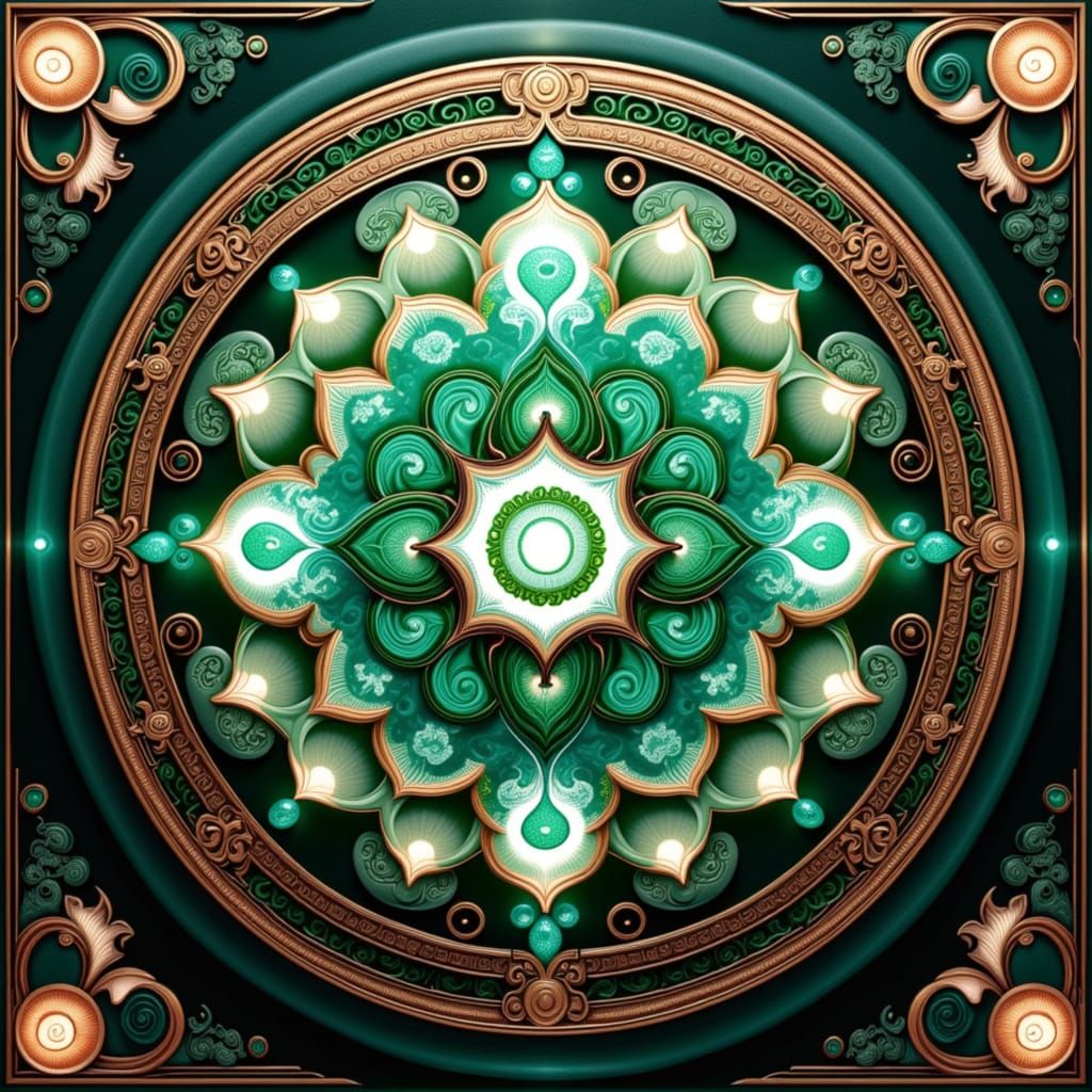 Art Nouveau Rococo Mandala With Volumetric Lighting