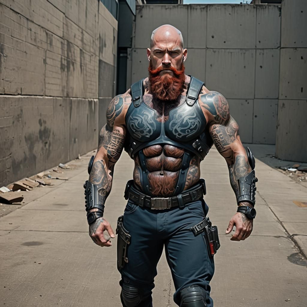 Cyberpunk Biker with Piercing Eyes in Hyperrealist Style