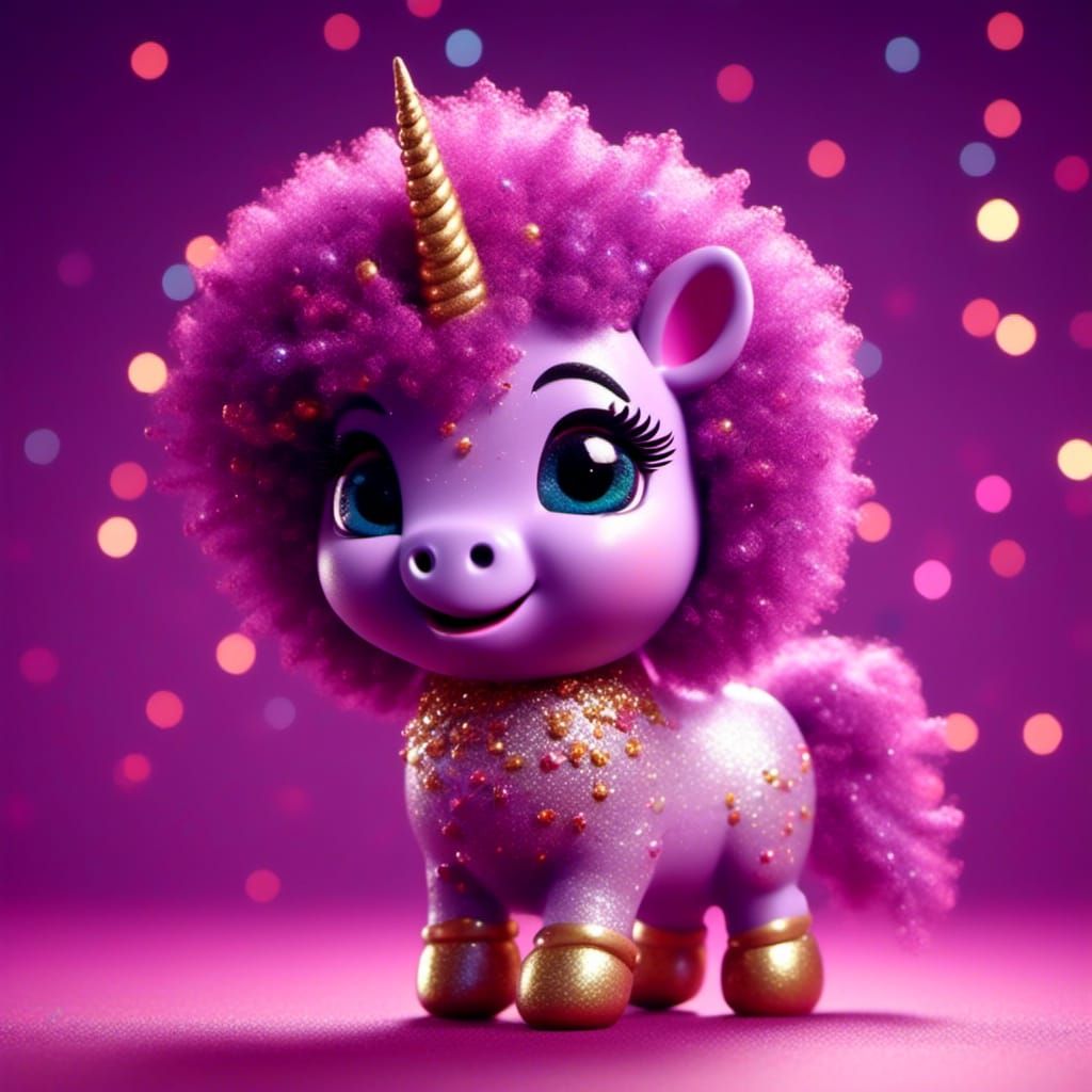 Adorable Unicorn Dancing in Glitter