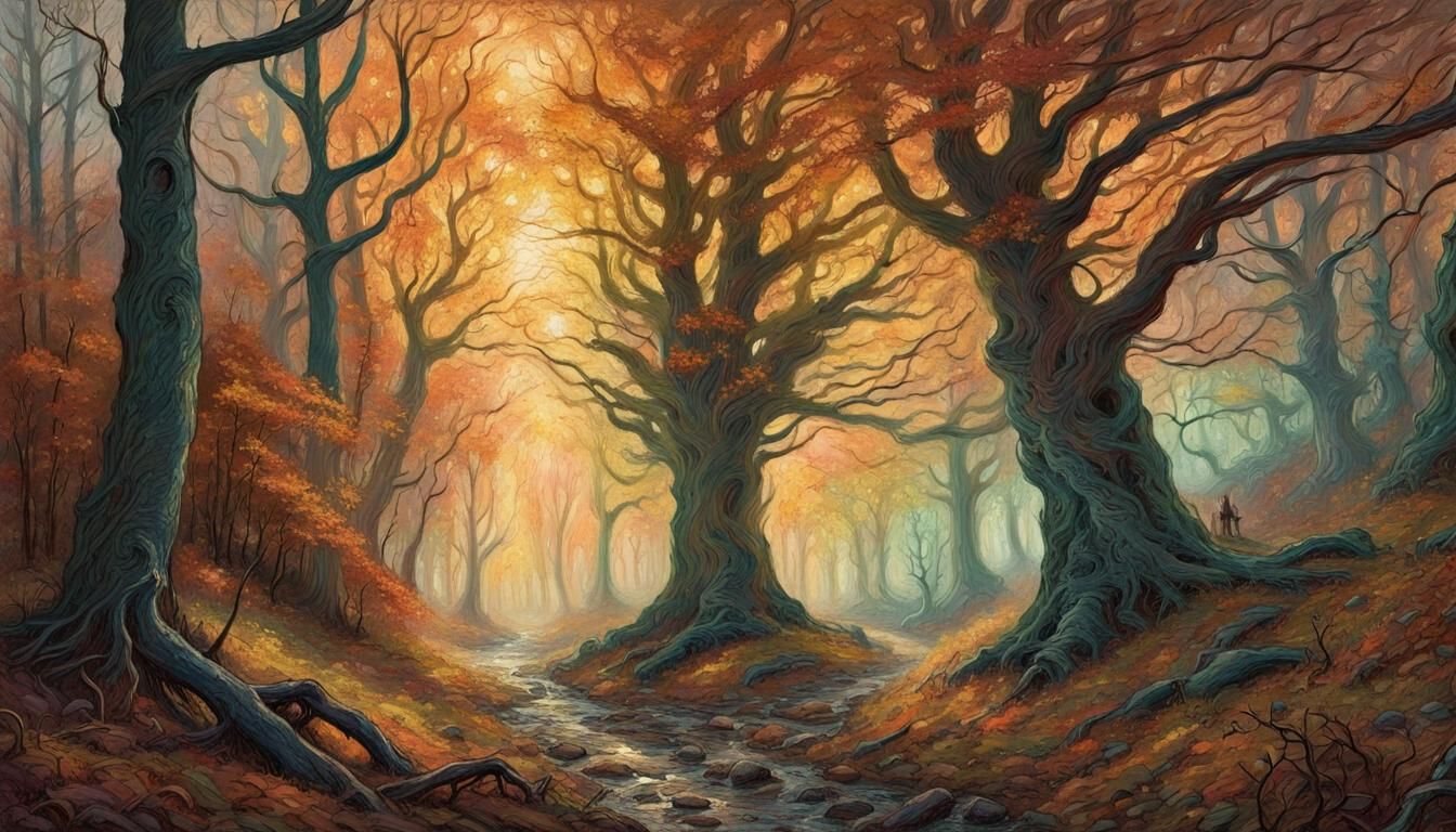Luminescent Elven Woods in Autumn Colors
