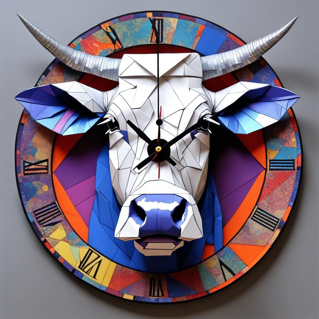 Time Space Cow in Pop Art Origami Style