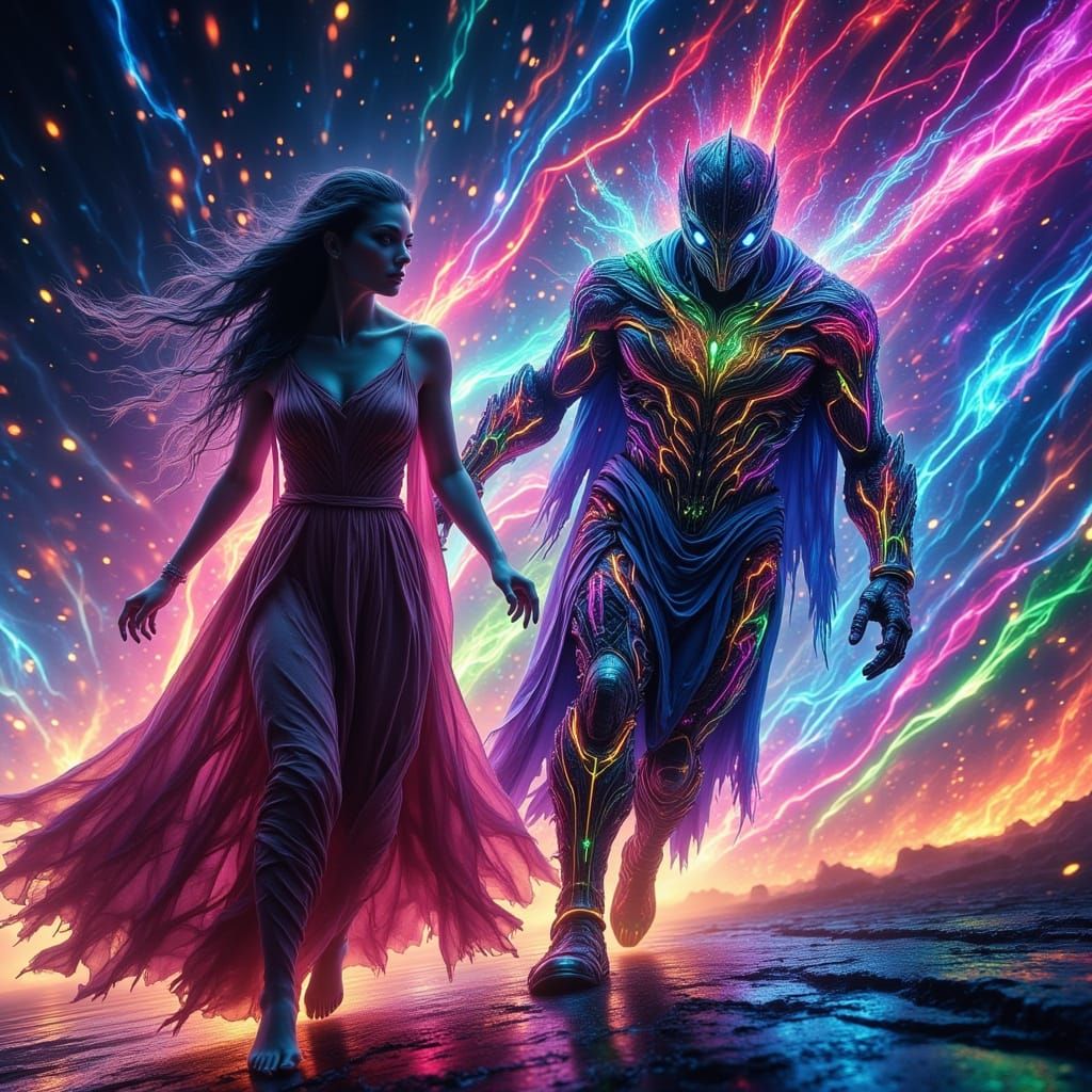 Timelines Collide: Neon Synth Meets Ancient Greece