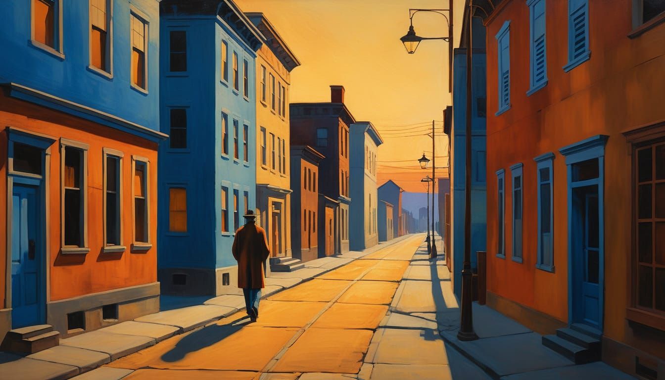 City Sunset in Edward Hopper Style