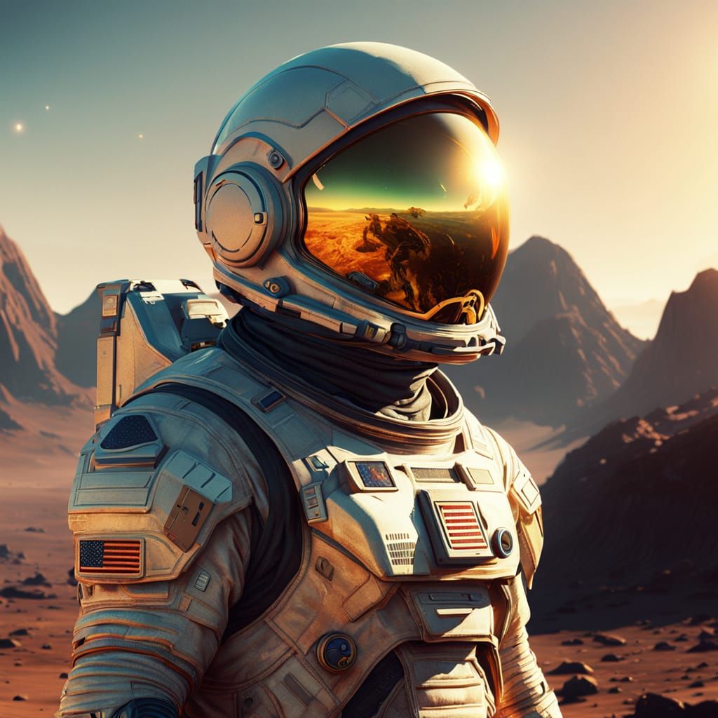 Astronaut on Alien Planet: Sci-Fi Concept Art