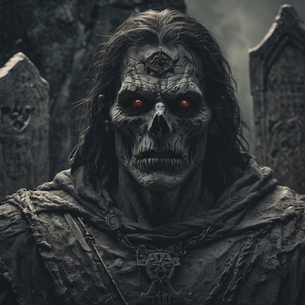 Resurrected Warrior Rises in Dark Fantasy Art
