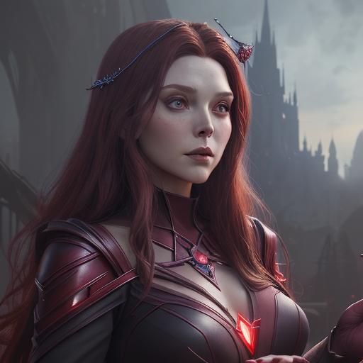 Bewitching Scarlet Witch in Detailed Matte Painting