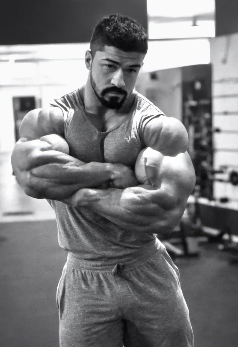 Bodybuilder Posing at Mr. Universe Competition