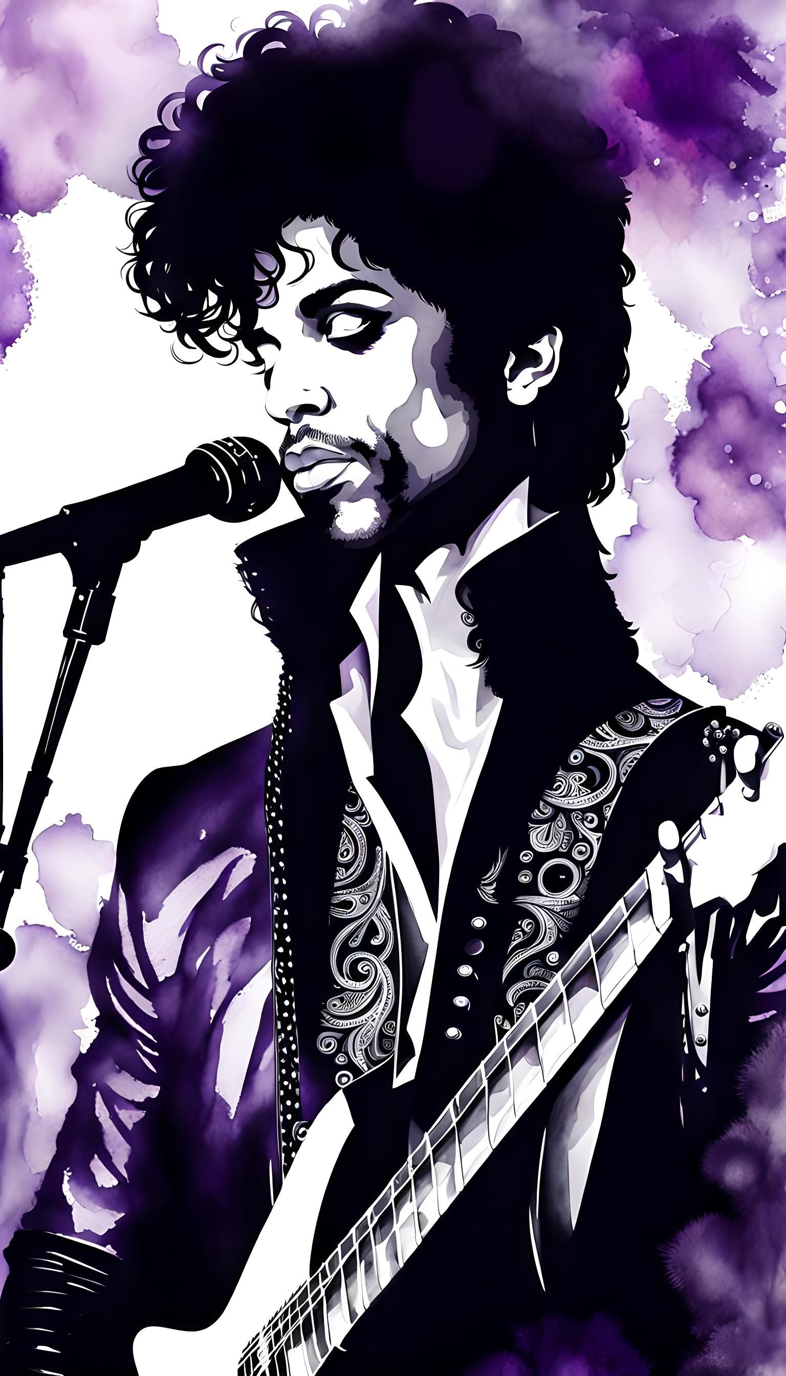 Prince Portrait in Watercolor with Paisley Background