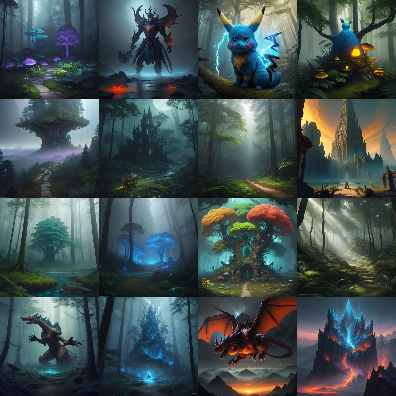 Ethereal Fantasy Creatures in a Vibrant Realm