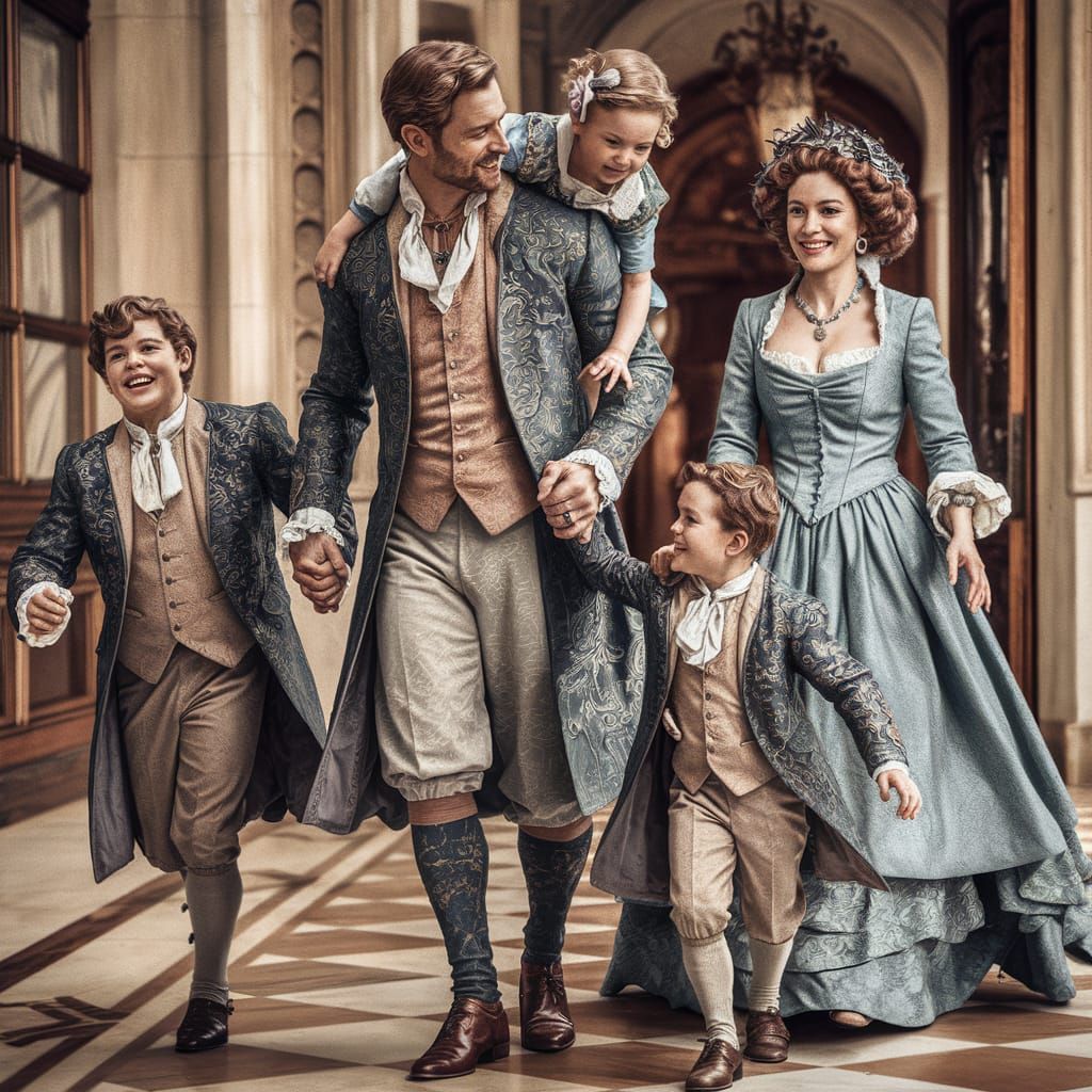 King and Queen in Palace, Art Nouveau Style