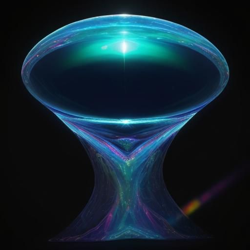 Holographic cobalt blue surrealist painting with holographic...