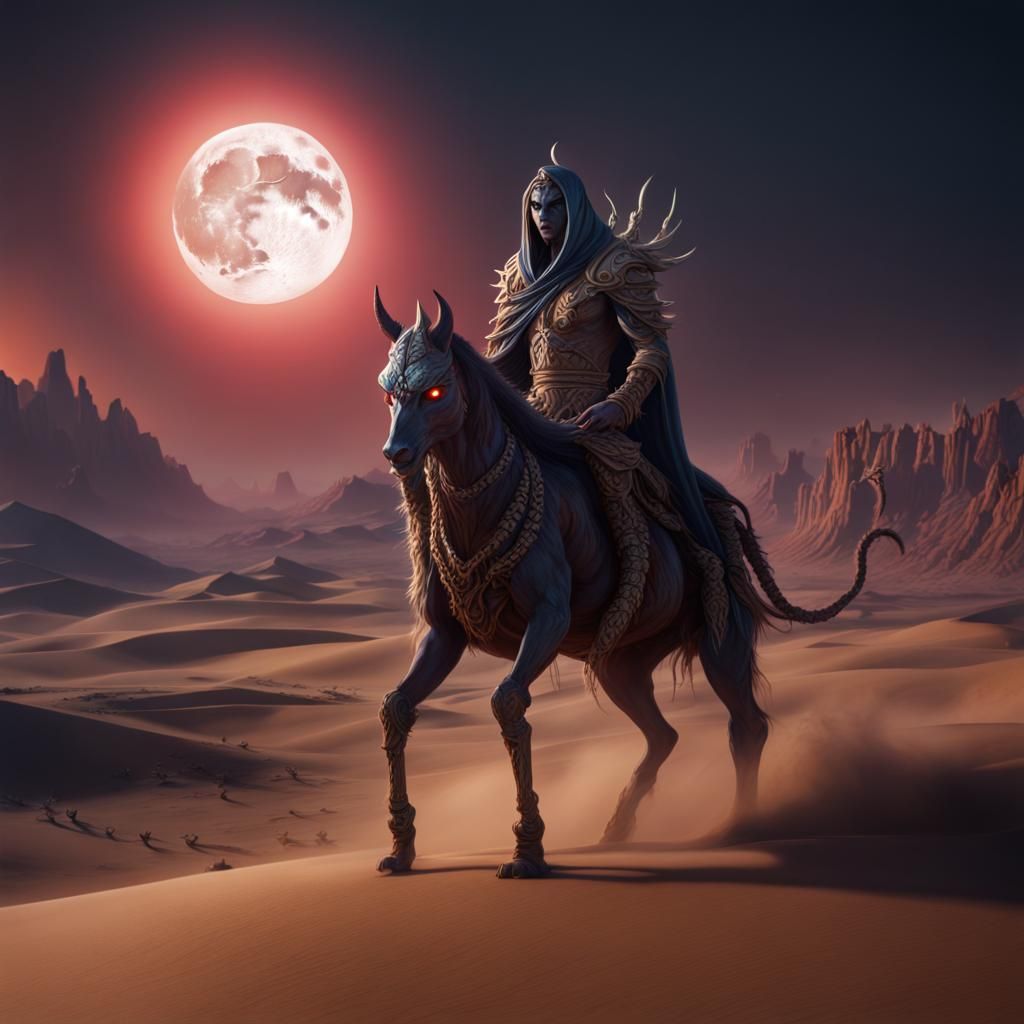 Desert Demon Under Full Moon: Matte Painting